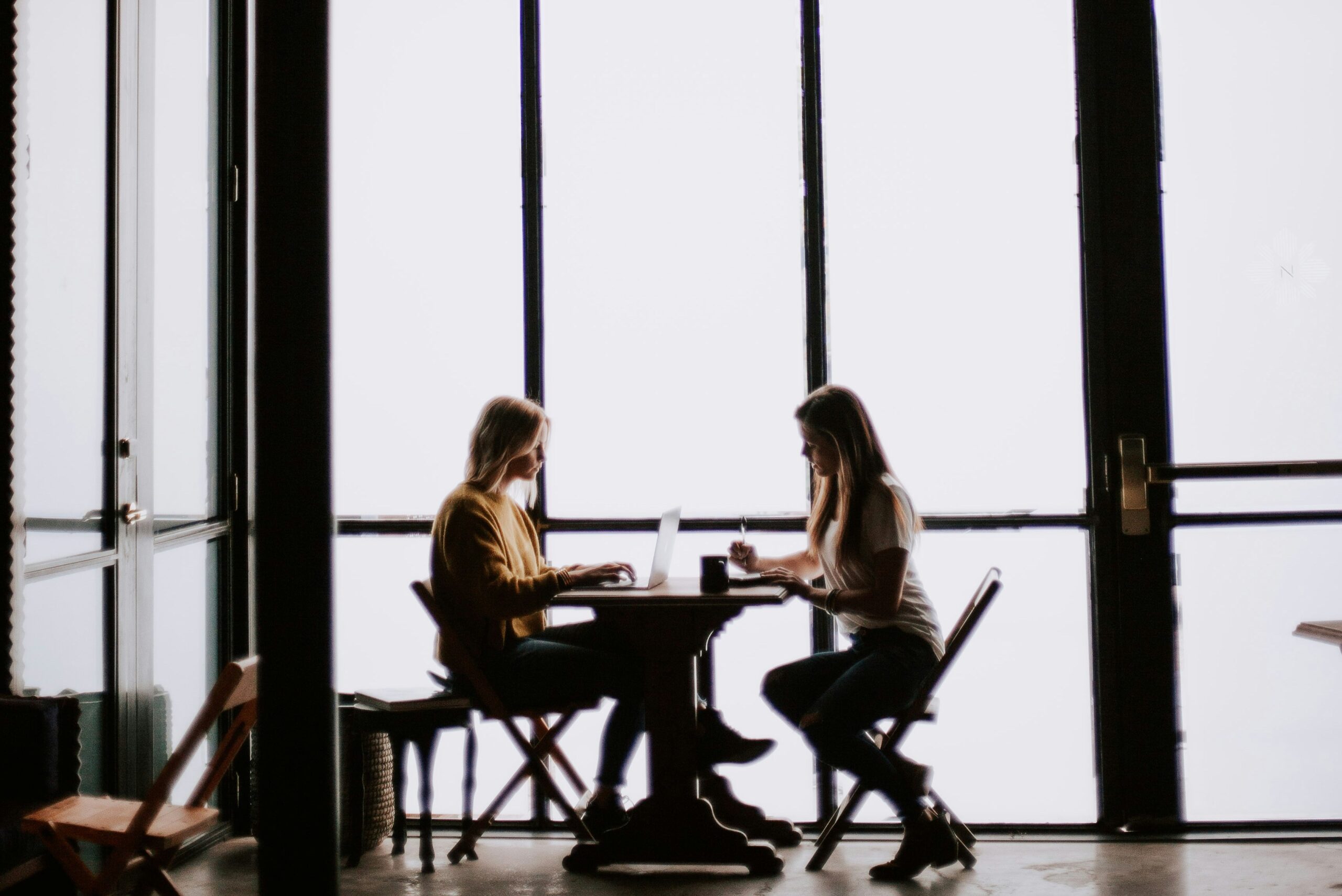 two women at a table